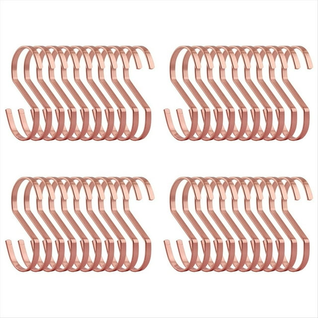 Paquete de 40 4 Pulgadas Rosa Planos Colgantes - Gancho En Forma de S S de Carga Pesada, para Utensilios de Cocina,Herramientas de Jardinería, Ropa.