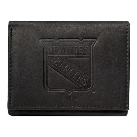 Nhl Tri Fold Wallet - New York NY Rangers NHL Embossed Logo Black Leather Trifold Wallet
