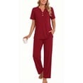 thumbnail image 3 of Fantaslook Womens Pajamas Sets V Neck Buttons Short Sleeve Top and Pant with Pockets Lounge Wear Set Outfits, 3 of 8