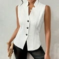 thumbnail image 2 of Lenpel Women's Vest Tops Summer Sleeveless V Neck Button down Textured Slim Business Casual Work Shirts Lightweight Waistcoat Blazers, 2 of 6