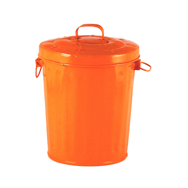Orange Enamel Mini Trash Can
