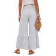 thumbnail image 5 of Women Casual Palazzo Loose Pants,Flowy Ruffle Wide Leg Baggy Pant Summer Gray S, 5 of 5