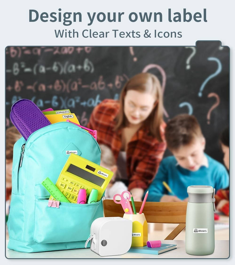 Label Maker Machine with Tape, P12 Bluetooth Small Label Maker with Multiple Templates Thermal Transfer Ribbon Printer Machine for Home, School, Gift Wrapping, Office, White