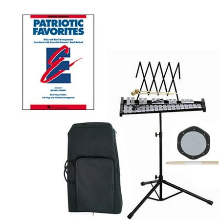 Band Directors Choice Educational Bell Kit Pack Patriotic Favorites Deluxe w/Carry Bag, Drum Practice Pad & Sticks & Patriotic Favorites Band Folios Book