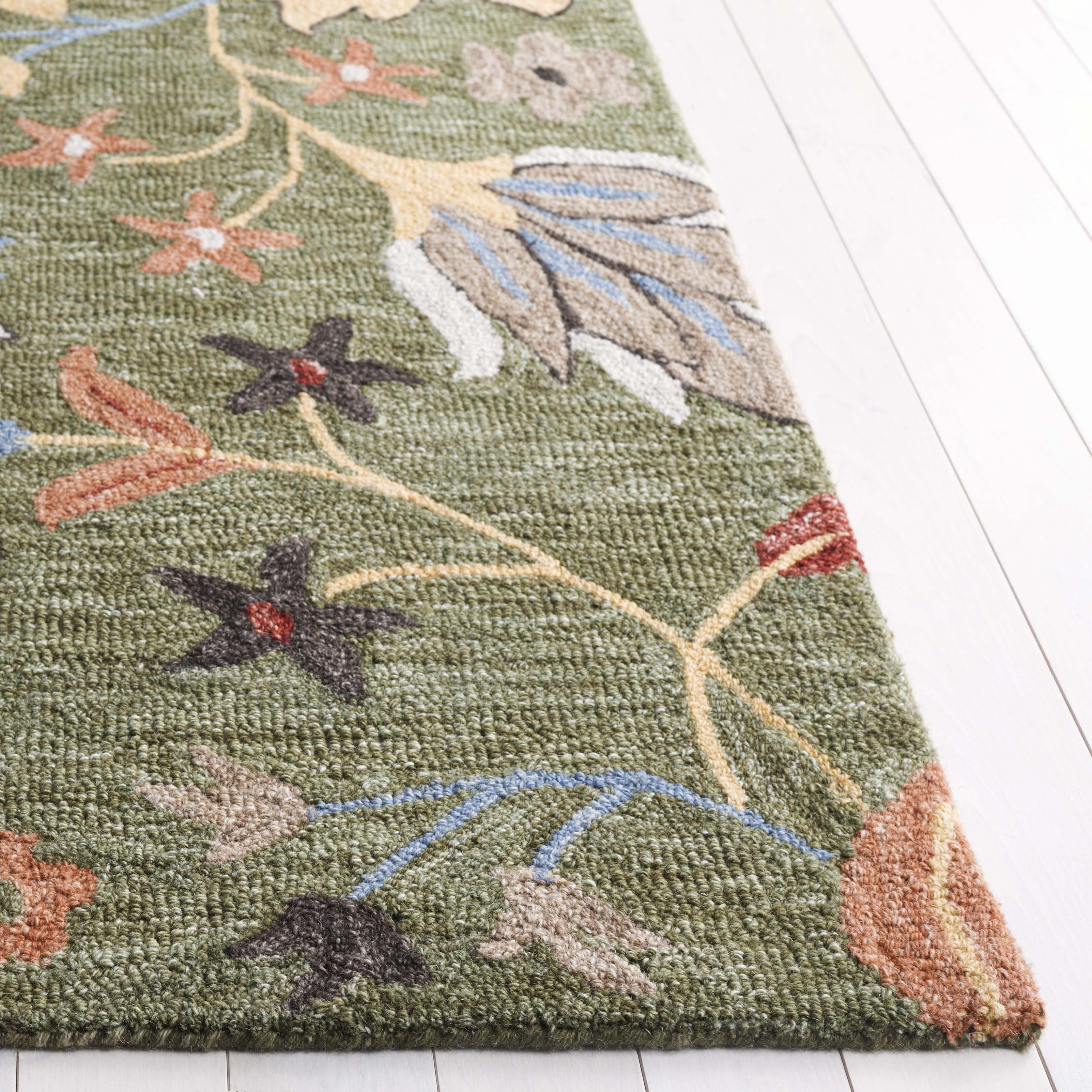 SAFAVIEH Jardin Jimmy Floral Area Rug, Green/Blue, 6' x 6' Square