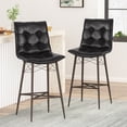 thumbnail image 2 of Noble House Swanton Upholstered Tufted Barstools, Set of 2, Midnight Black and Gun Metal, 2 of 8