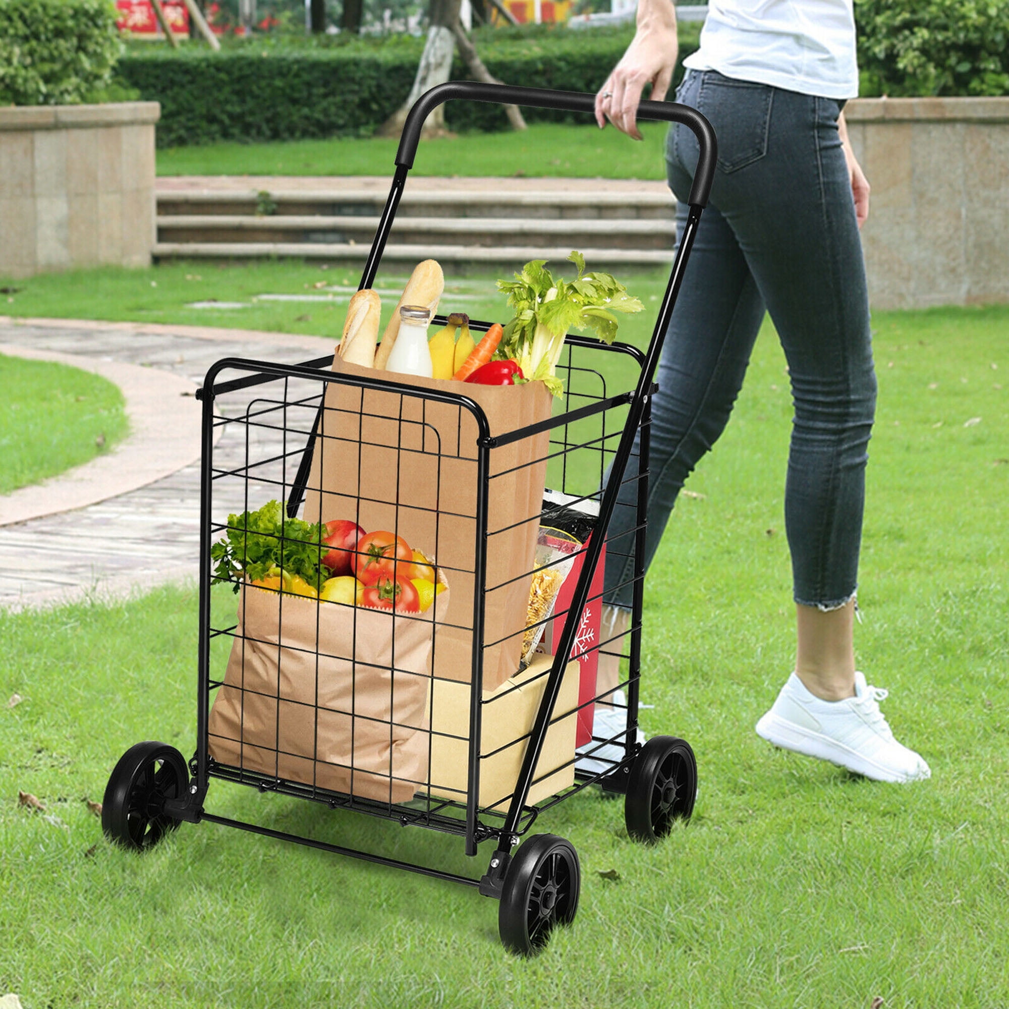 Gymax Grocery Laundry Travel Folding Shopping Cart Utility Gymax Grocery Laundry Travel Folding Shopping Cart Utility