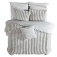 thumbnail image 3 of Benjara Sieno 4pc King Comforter Set- Gray Faux Fur and Micro Mink Backing, 3 of 6