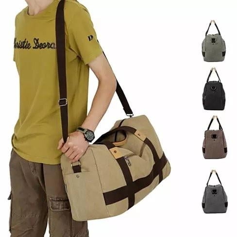 mens canvas overnight bolsa