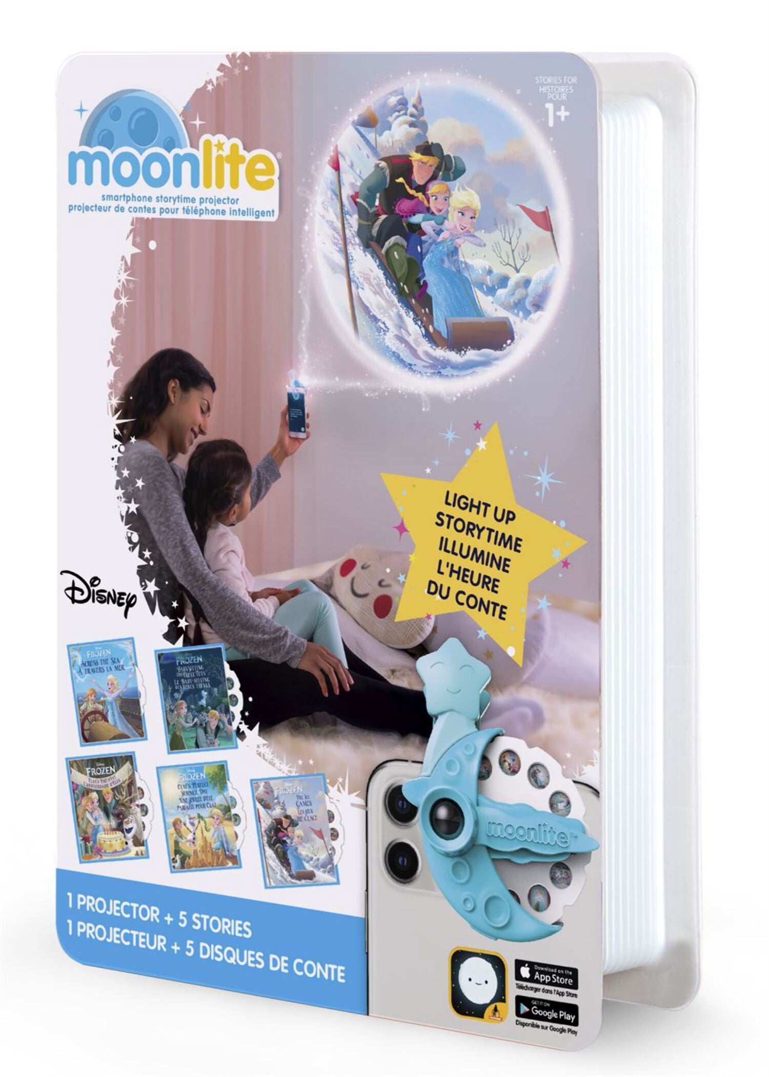 Moonlite Storytime Projector with 5 Frozen Princess Elsa Stories for Kids Age 1 to 8, Gift Pack