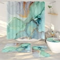 thumbnail image 3 of 4Pcs Green Marble Shower Curtain Sets, Bathroom Sets with Shower Curtain and Rugs,Bathroom Decor Rug Toilet Lid Cover and Non-Slip U Shape Mat, Waterproof Shower Curtain with 12 Hook, 3 of 6