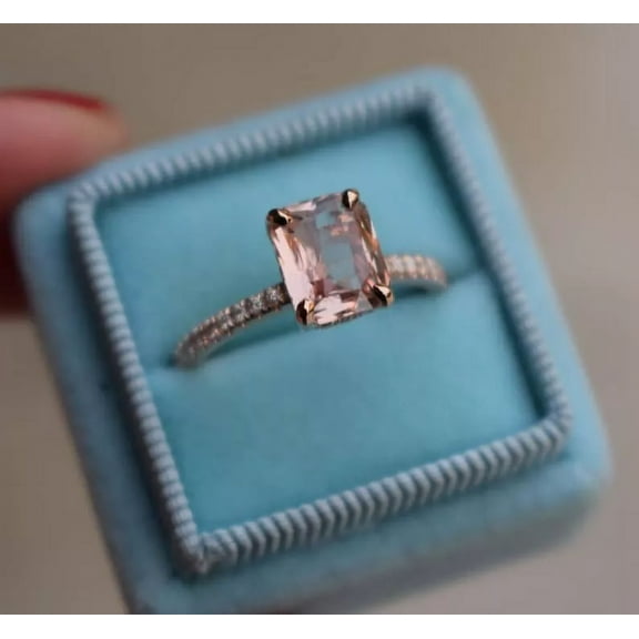 Certified Natural Peach Morganite Ring 925 Sterling Silver Handmade Engagemant Ring