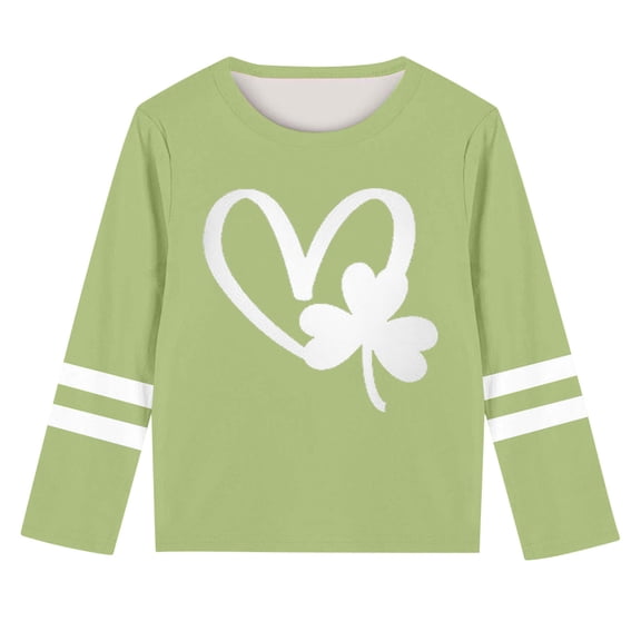 Kaemgyyd Toddler Baby Boy St. Patrick's Day T-Shirt Fashion Green Graphic Tee Teen Girls Long Sleeve Spring Top 3-14 Years