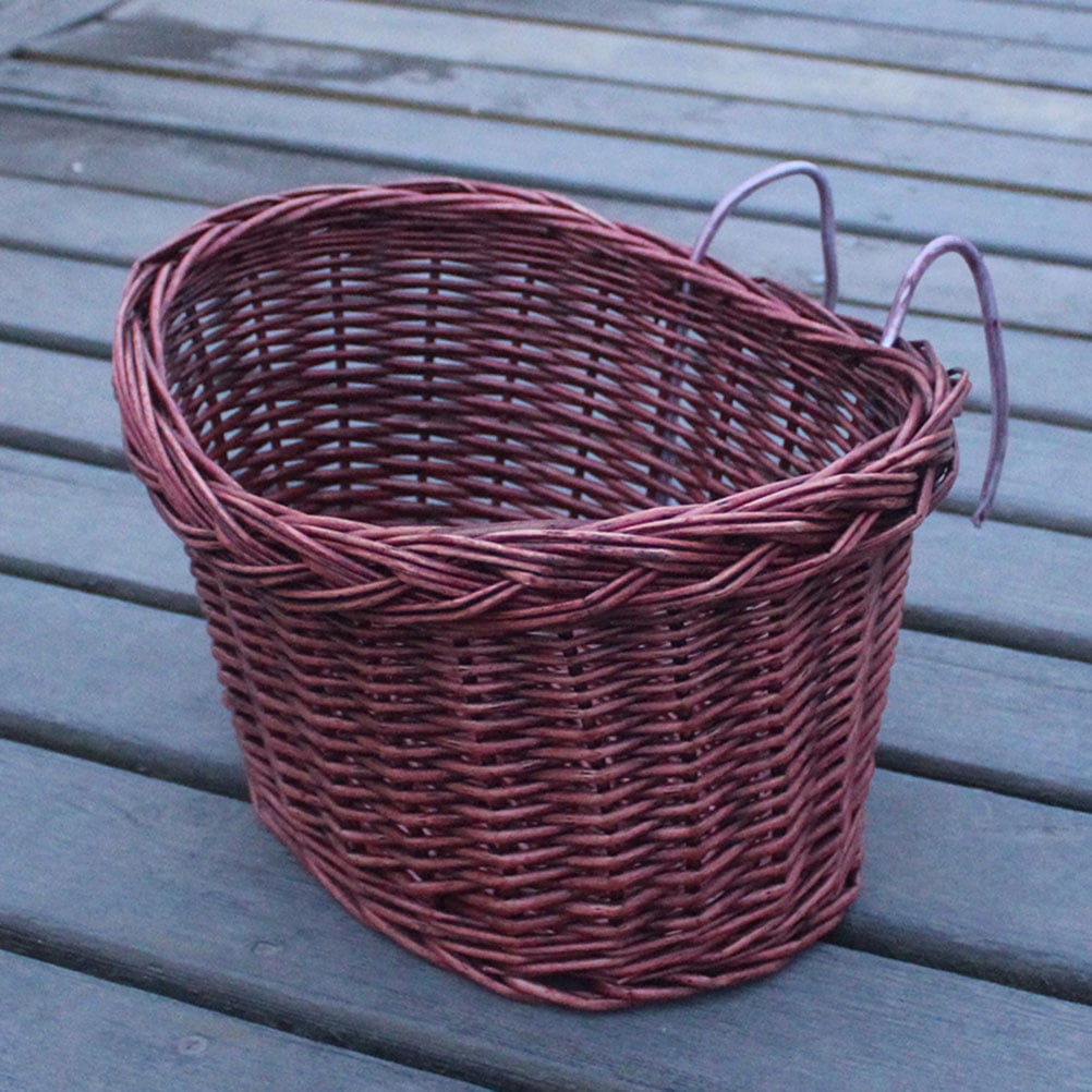 TABLZONE Willow Rattan Front Bike Basket with Handlebar Mount, Brown, Spacious Storage for Easy Carrying and Daily Use
