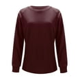 thumbnail image 2 of Sweatshirts Hoodies for Women Long Sleeve Crew Neck Winter Fall Solid Colour Round Neck Pullover Top Casual Tops, 2 of 4
