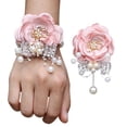 thumbnail image 5 of Tnobhg Wedding Wrist Flower Elegant Faux Pearl Rhinestone Design Never Wilt or Fade Wrist Flower for Bridesmaids Groomsmen, 5 of 8