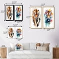 thumbnail image 4 of Designart "Watercolor Portrait of a Tiger I" Animals Tiger Framed Wall Art Set Of 2 - Children's Art Brown Gallery Wall Frame Set For Home Decor, 4 of 6
