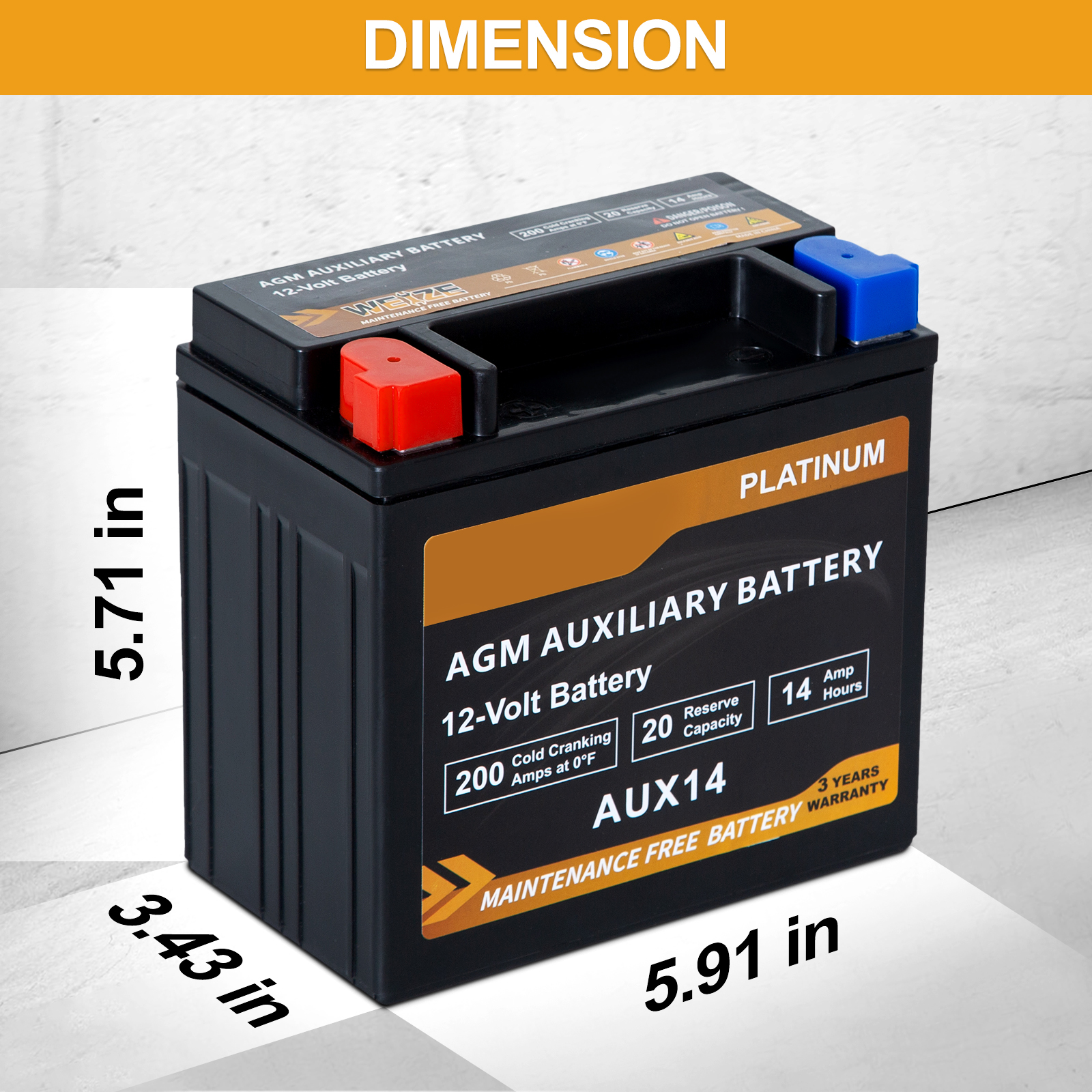 Autocessking Platinum AGM AUX14 Auxiliary Battery, BCI Group 400 Automotive Battery, 200CCA