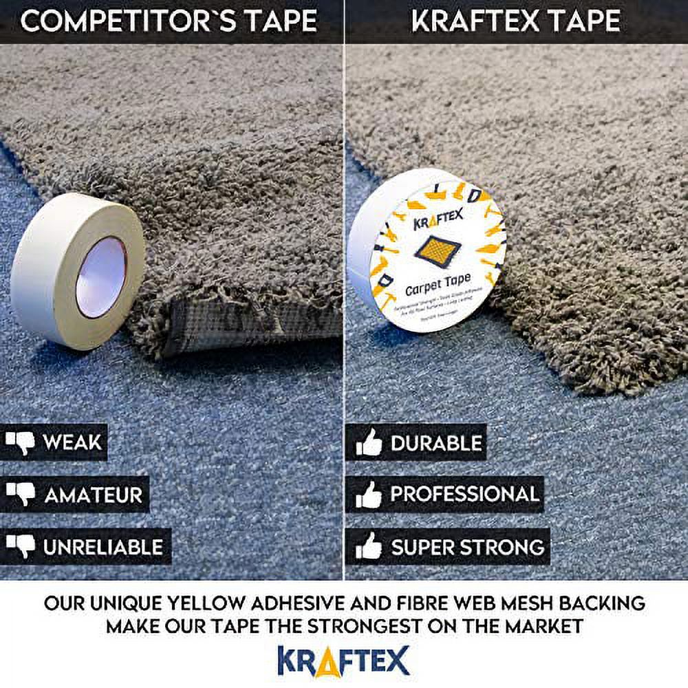 Double Sided Carpet Tape Heavy Duty for Area Rugs, Tile Floors [30ft/10  Yrd, 1.88 inch] Rug Gripper Tape with Strong Adhesive 2 Sided Stick for