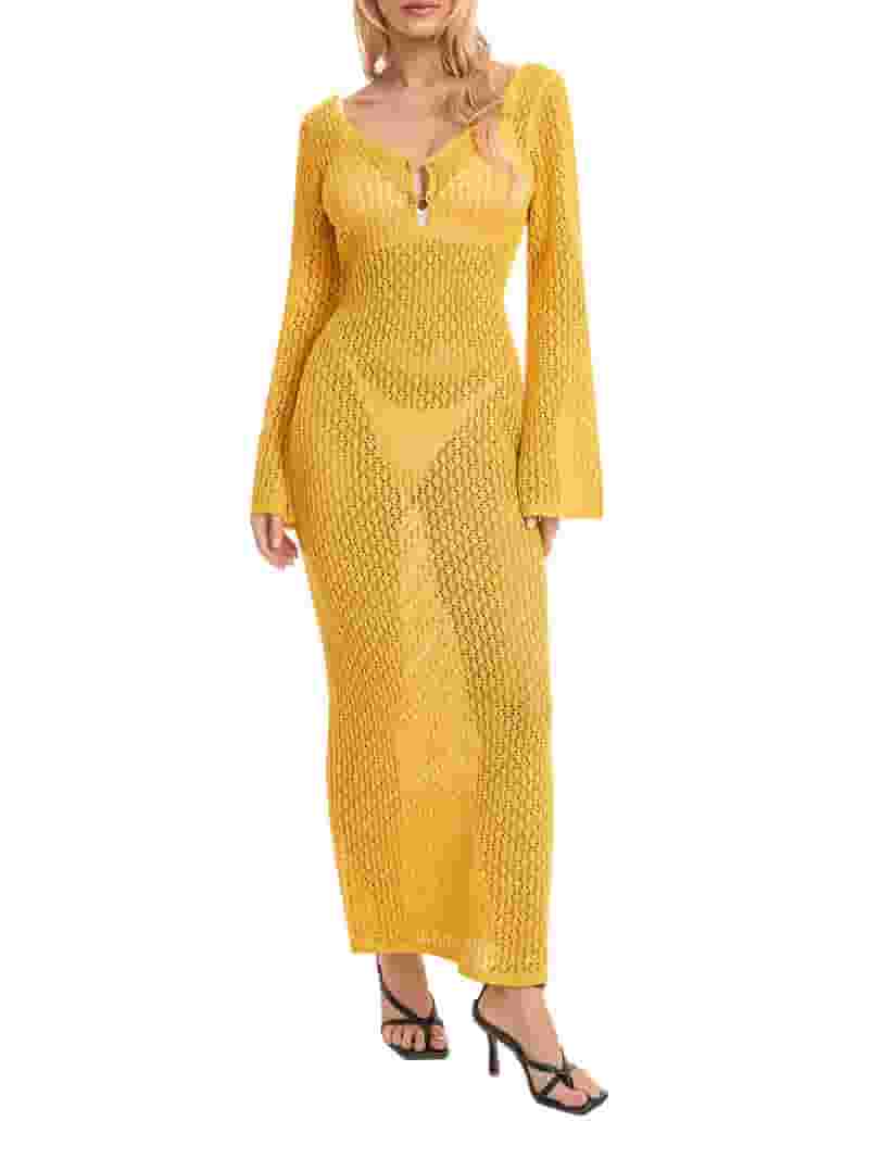 Sexy Vacation Solid Hollowed Out Backless Swimwears Cover Up Sexy Vacation Solid Hollowed Out Backless Swimwears Cover Up