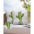 thumbnail image 6 of Watercolor Tropical Plant Cactus with Flower Outdoor Pillow Covers Set of 2, Decorative Waterproof Throw Pillow Case, Wooden Plank Cotton Linen Soft Cozy Cushion Pillowcases, 6 of 6