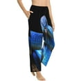 thumbnail image 3 of Kdxio Women's Comfy Stretch Blue Viper SnakePrint Drawstring Pajama Pants-X-Large, 3 of 9