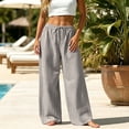 thumbnail image 5 of Wide Leg Pants for Women LSQii Casual Striped Straight Elastic Waist Wide Leg Pants Breathable Loose Relaxed Fit Trousers with Pockets Travel Vacation Summer Wear 2032 (Black,2XL), 5 of 6
