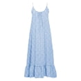 thumbnail image 6 of ClodeEU Women's Plaid Adjustable Spaghetti Strap Dress with Pleated Flared Hem ,Casual Loose Beach Midi Dress Light Blue,Womens Plus L, 6 of 6