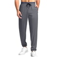 thumbnail image 2 of PNTUTB Men's Relaxed Solid Color Elastic Waistband Pants with Pockets and Drawstring Lightweight Athletic Pants, 2 of 6