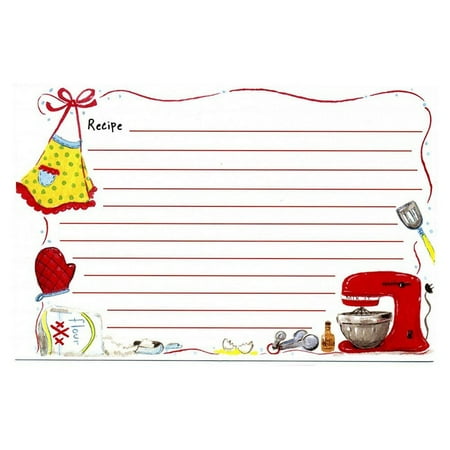 Apron and Mixer Kitchen Recipe Cards - 4in. x 6in. - 20 Pack (561/5103)
