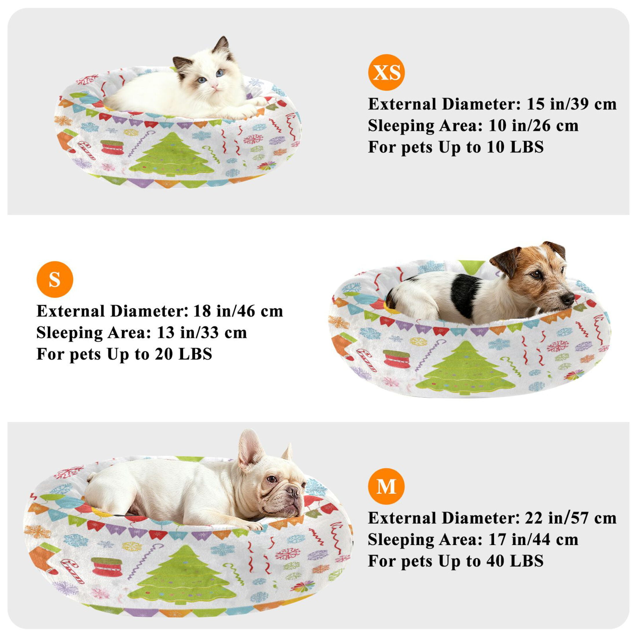 Iauyy Pet Couch Donut Cat Bed for Indoor Cats/Small Dogs Washable & Machine with Non-slip Bottom Calming Cat Furniture, A Flags Wreaths (M)