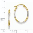 thumbnail image 2 of Primal Gold 14 Karat Yellow Gold Rhodium-plated Diamond-cut Oval Hoop Earrings, 2 of 4