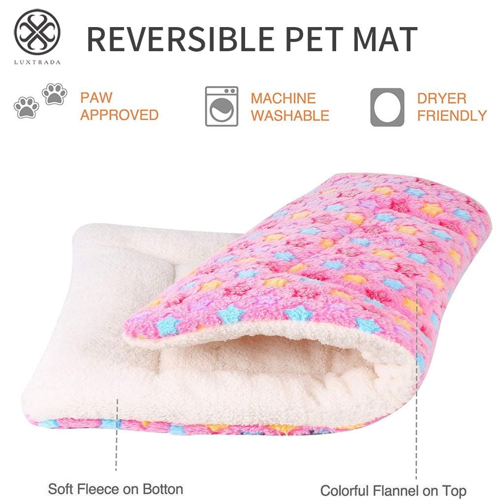Luxtrada Pet Dog Bed with Cute Prints Soft Flannel Crate Bed Mat Machine Washable Pet Bed Liner for Large dog(Pink,XL)