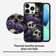 thumbnail image 3 of Purple Flower Skull Skeleton for iPhone XR 7 8 SE 11 12 13 Mini 13 14 15 16 Pro Max Case, Cute Aesthetic Death Gothic Shock-Absorbent Protective,Black, 3 of 6