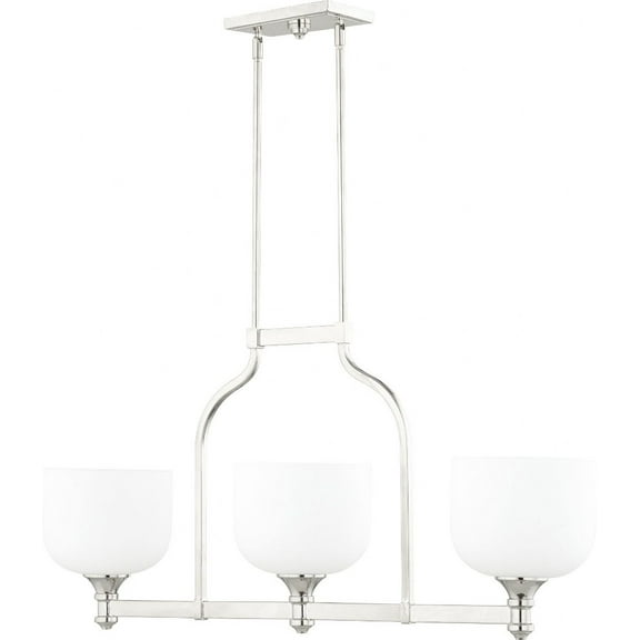 Quorum Lighting Richmond Glass Pendant - 3 Lights, Polished Nickel, 8W x 18H x 38L
