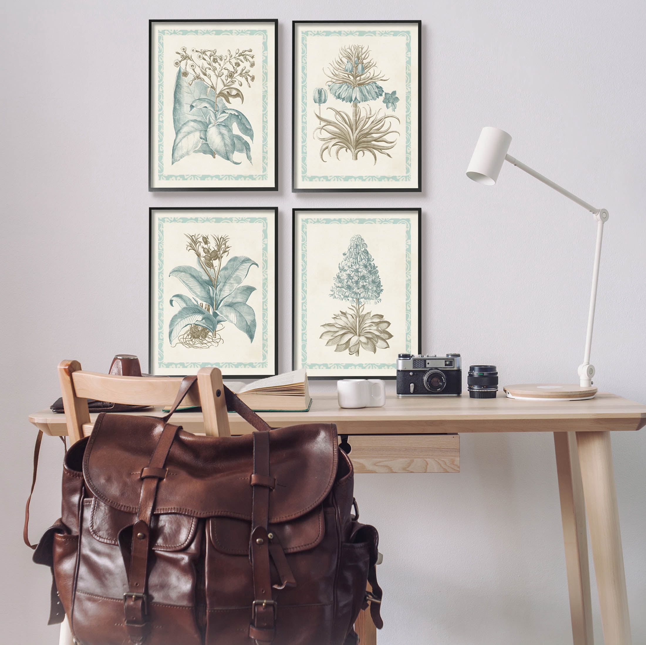 Stupell Industries Botanical Herb Latin Studies Graphic Art Black Framed Art Print Wall Art, Set of 4, Design by Vision Studio