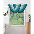 thumbnail image 2 of Blue Aqua Ombre Sheer Waterfall Valance Curtains for Window, Modern Abstract Art Farmhouse Striped Rod Pocket Sheer Topper Swag Curtains for Living Room, Kitchen 38.5"W x 47.2"L, 1 Panel, 2 of 7