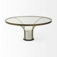 thumbnail image 2 of 36" Round Glass Top Metal and Marble Pedestal Coffee Table, 2 of 3