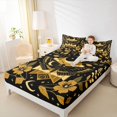 thumbnail image 3 of jejeloiu Western Vintage Moth Bed Sheets For Girls,Geometric Print Full Size Sheets,Black Gold,4pcs,1 Flat Sheet, 1 Fitted Sheet and 2 Pillowcases, 3 of 6