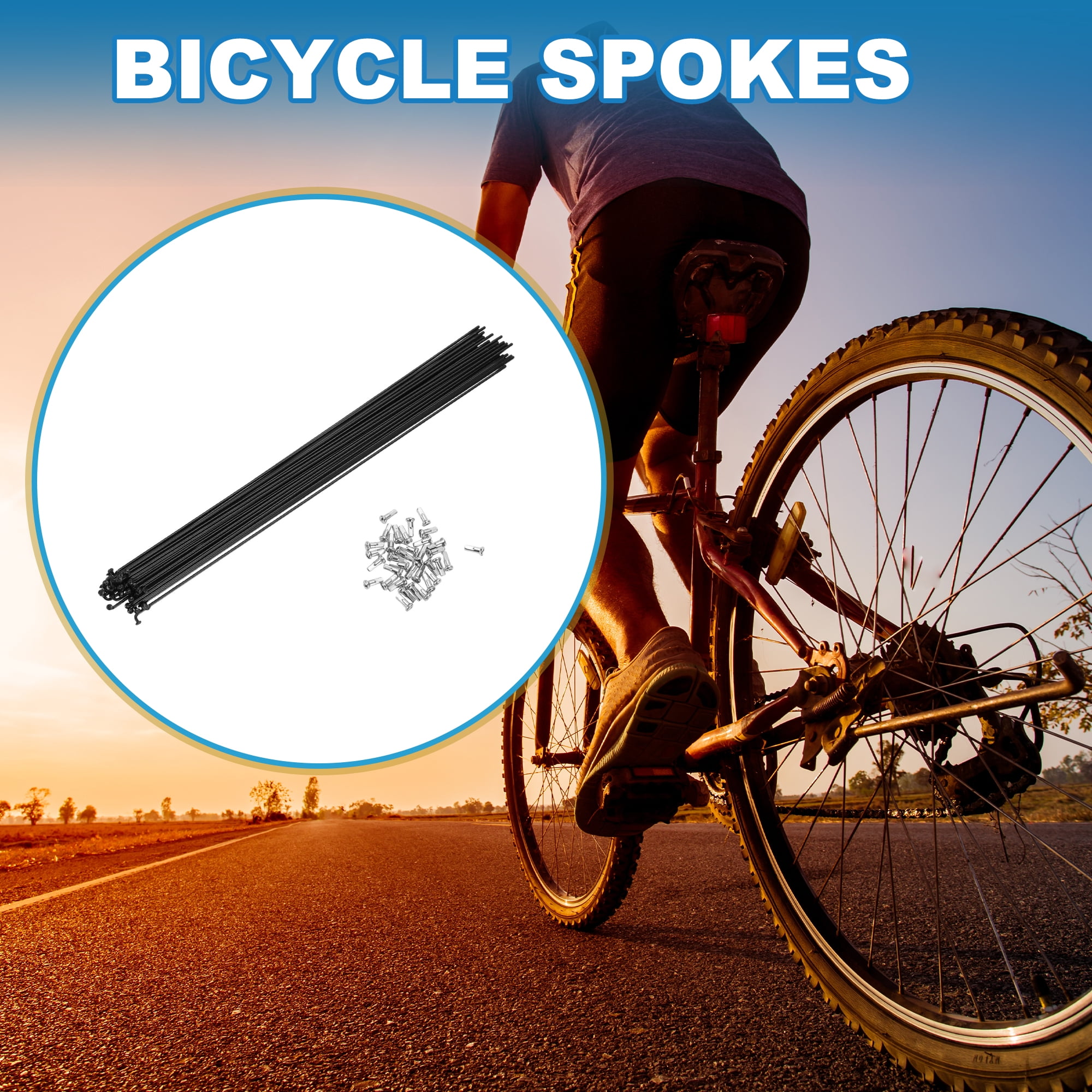 Unique Bargains 36Pcs Bike Bicycle Spokes 14G Mountain Bike Spokes Steel Black 11.42"