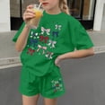 thumbnail image 5 of BFHHYA Girls 4th of July Sets 2-Piece Outfit Bow Print Short Sleeve Shirts Elastic Waist Shorts Youth Casual Loose Set 3-15 Years, 5 of 5