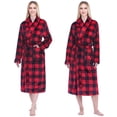 thumbnail image 2 of PAVILIA Robes For Women, Fleece Soft Fluffy Bathrobe, Plush Cozy Flannel Long Spa Robe (L/XL, Black Red Checkered), 2 of 9