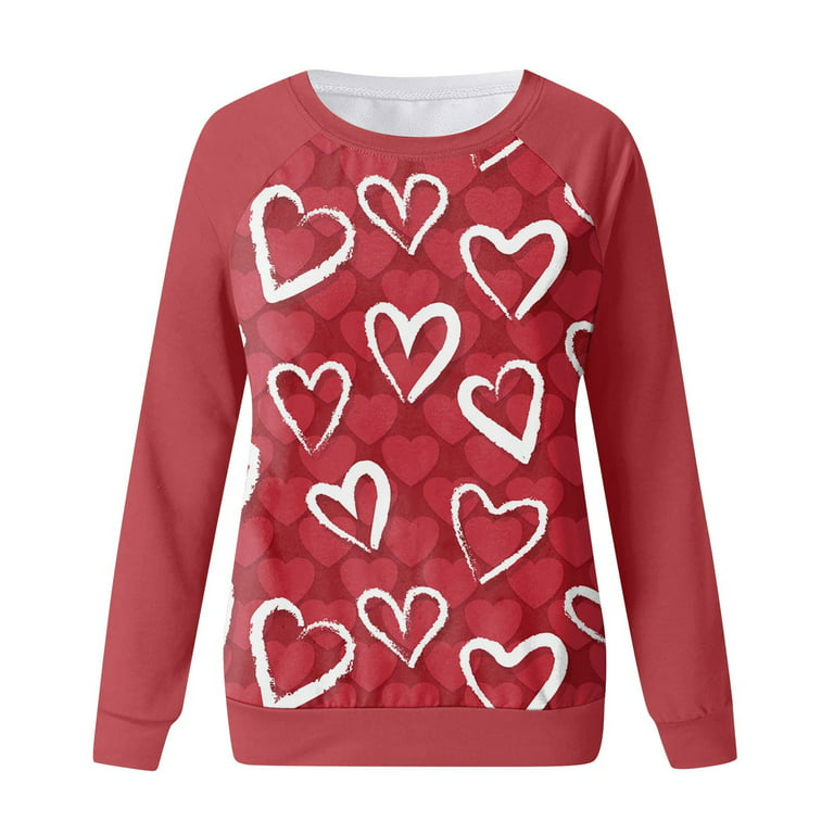 Womens Valentines Day Prints Long Sleeve,items under 6 dollars,womens  blouses under 10 dollars, today 2022 disney,clothing for women sale,woman  clothes clearance summer,10 cents items