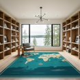 thumbnail image 2 of ODIKA 9'x12' Washable Area Rug Low Pile, Flatwoven, Large Storytelling Map Explorer Is Featuring Whales Dolphins for Great Room, Indoor Concept, Living, 2 of 7