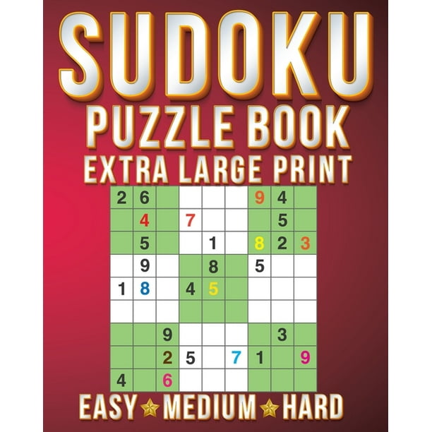 soduku large print sudoku extra large print size one puzzle per page 8x10inch of easy medium hard brain games activity puzzles paperback books with for men women adults senior paperback large walmart com