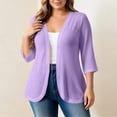 thumbnail image 2 of Otvok Women Casual Open Front Jacket, Plus Size 3/4 Sleeve Solid Color Lightweight Cardigan Daily Office Cover Up, 2 of 7