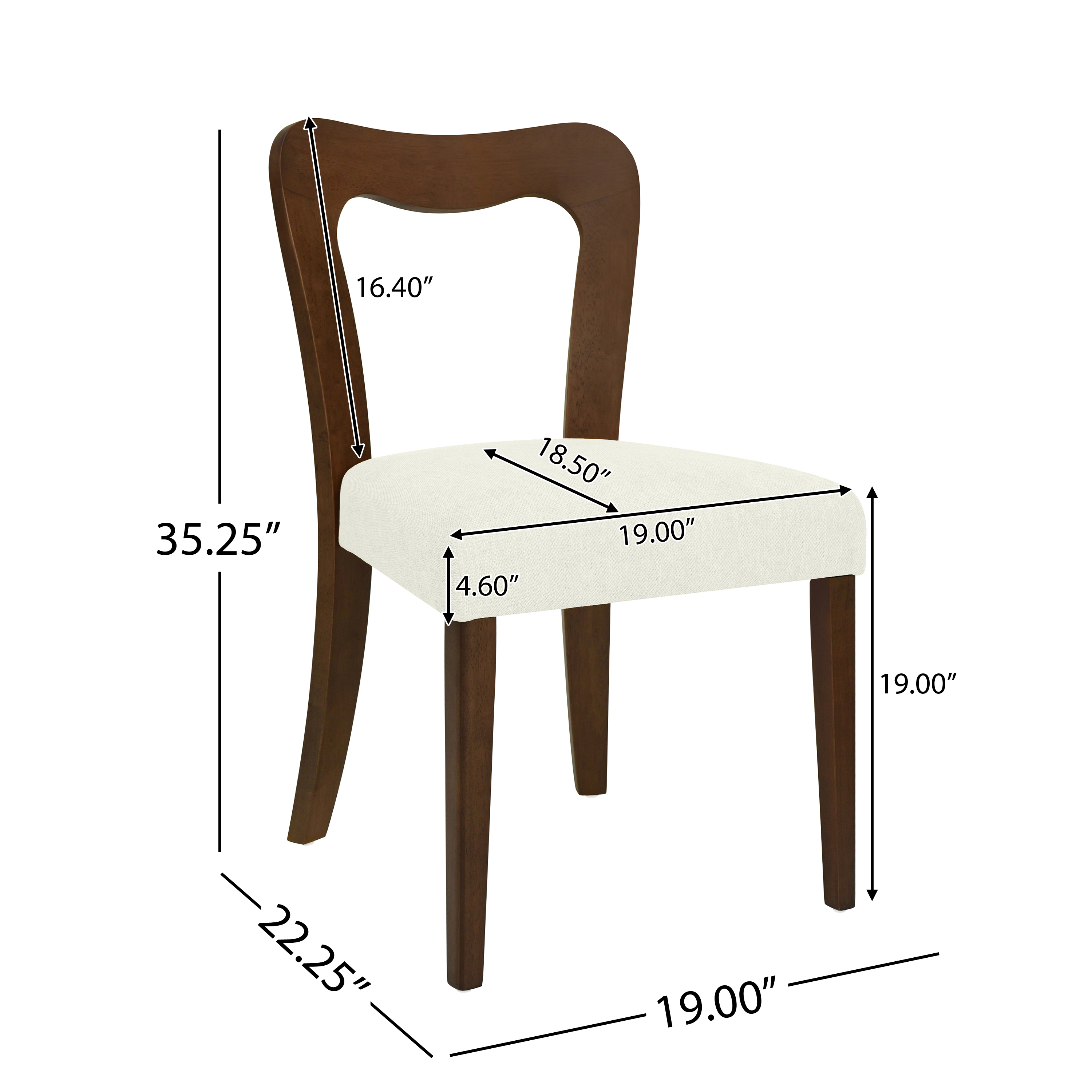 Euroco Mid-Century Dining Chairs Set of 2, Upholstered Kitchen Side Chairs Accent Chairs with Wooden Legs for Living Room,Beige & Walnut