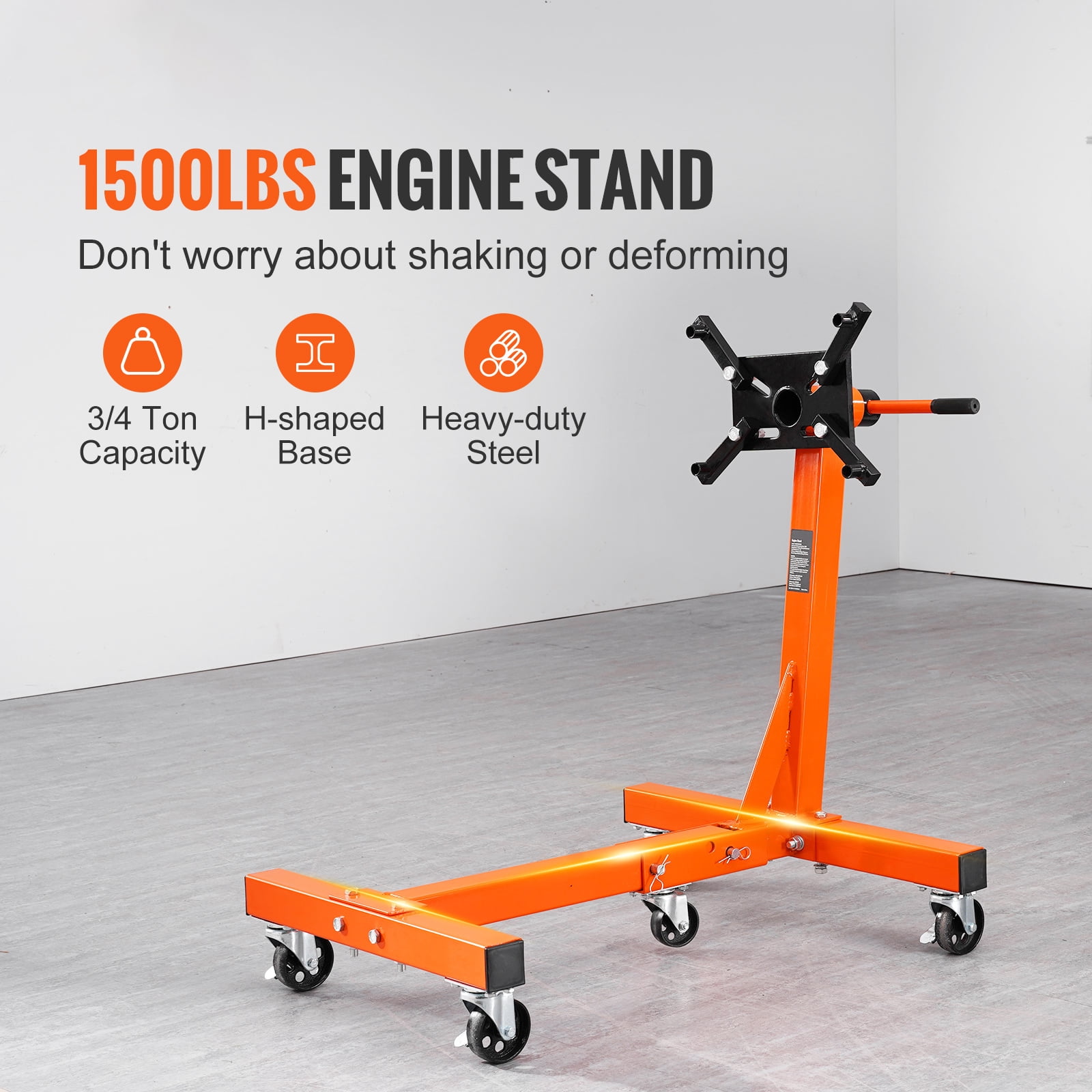 KFFKFF 1500lbs Engine Stand Folding Motor Hoist Dolly w/ Adjustable Mounting Head
