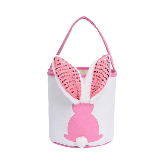 Cesta de Pascua, cesta de huevos de Pascua Adorable con Orejas de conejo iluminadas, decoración de Pascua, exquisita bolsa de , bolsa de Rosa