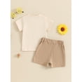 thumbnail image 6 of Elippeo Baby Boy 2 Piece Summer Outfit 6 12 18 24 Months 3 Years Letter Print Round Neck Short Sleeve Tops Elastic Waist Shorts Toddler Set, 6 of 9